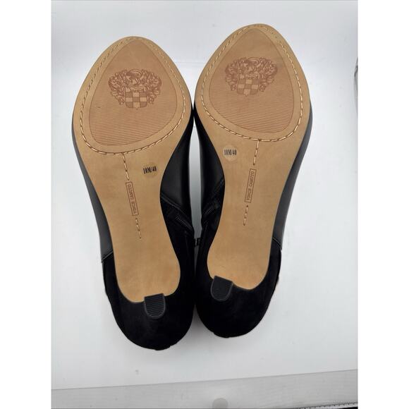 Vince Camuto Vayda Black Leather & Suede Bootie Gold Buckle Zip Size 10 M NWB - Picture 11 of 16
